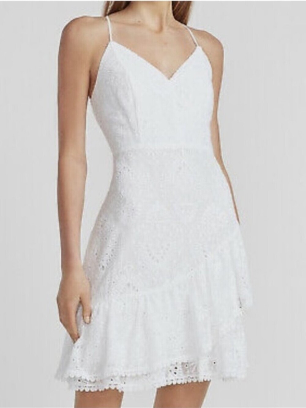 Express White Crochet Eyelet Lace Mini Dress